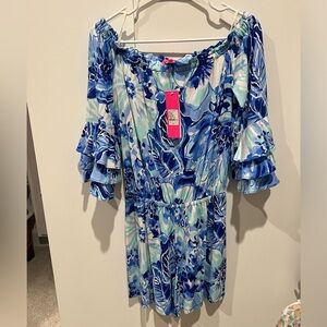 Lilly Pulitzer Calla Romper in Coastal Blue size Small.  NWT